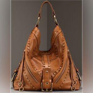 Isabella Fiore Leather Hobo Bag - Brown